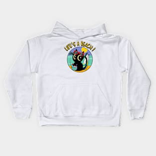 Life's a beach Black Cat Kids Hoodie